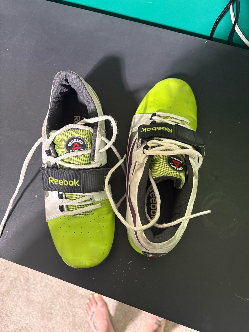 Reebok Kids Neon Green and White Training Sneakers
